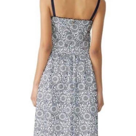 Draper James Navy and White Floral Lace Midi Dress Size: 4 - Picture 2 of 7